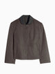 Leather collar jacket