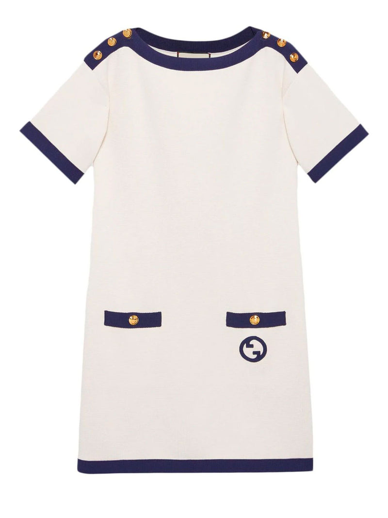 Embroidered logo short-sleeve dress