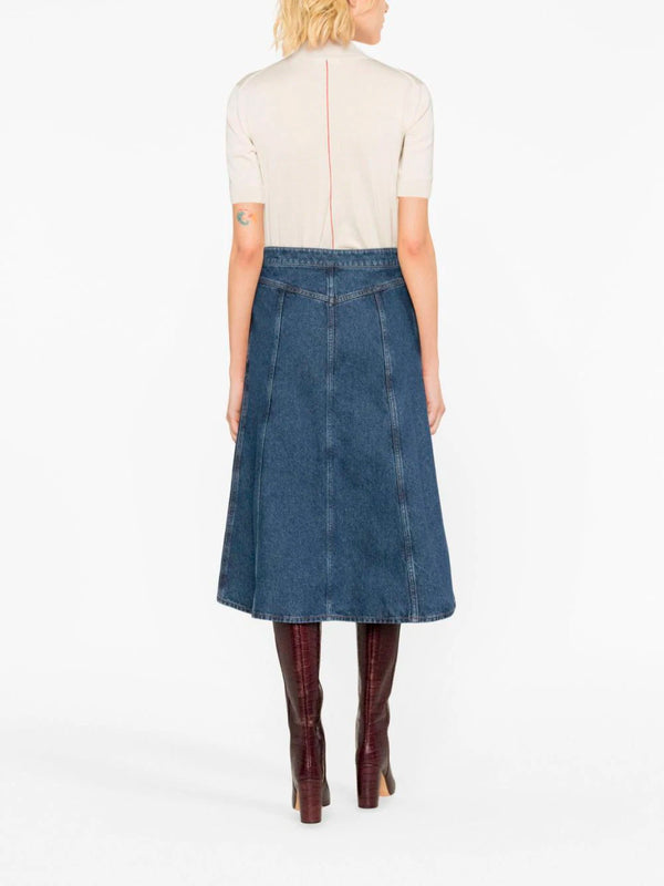 A-line button-up denim skirt