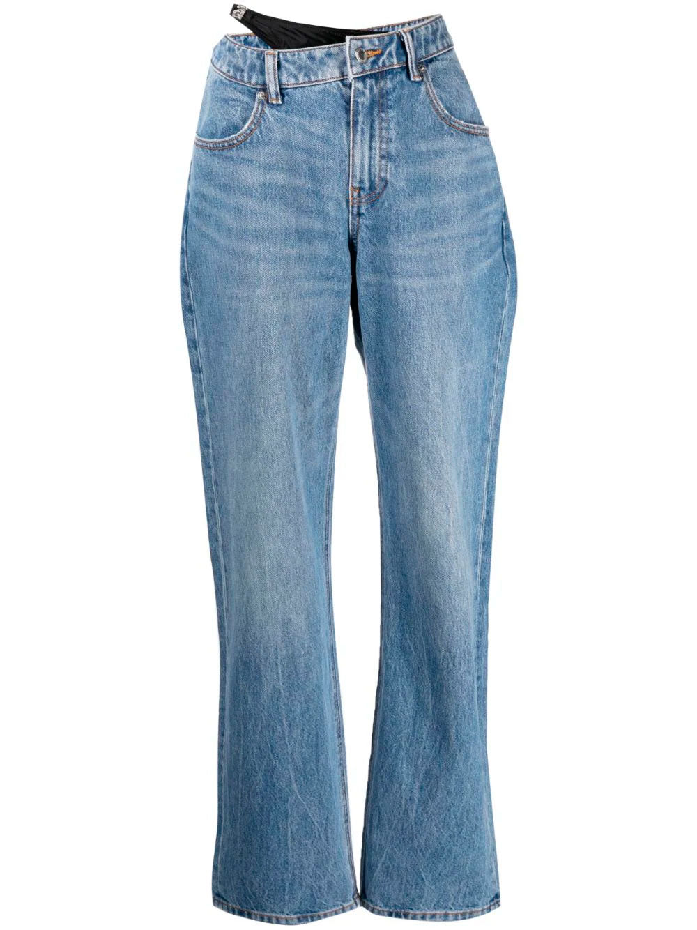 Alexander wang Blue shops SS22 Diamante Logo Strap Layer Jeans