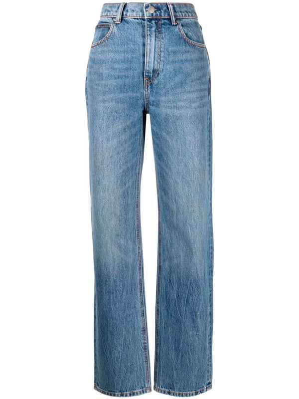 Mid-rise straight-leg jeans