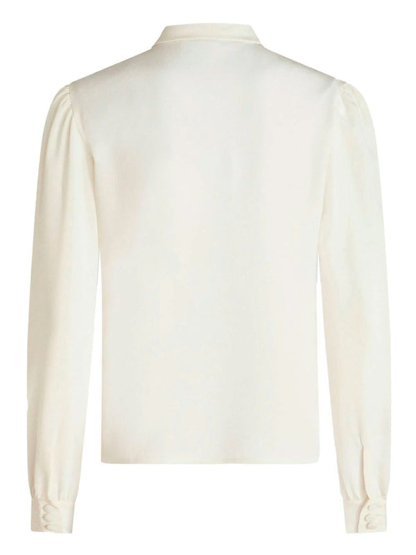 Ribbed-detail silk blouse