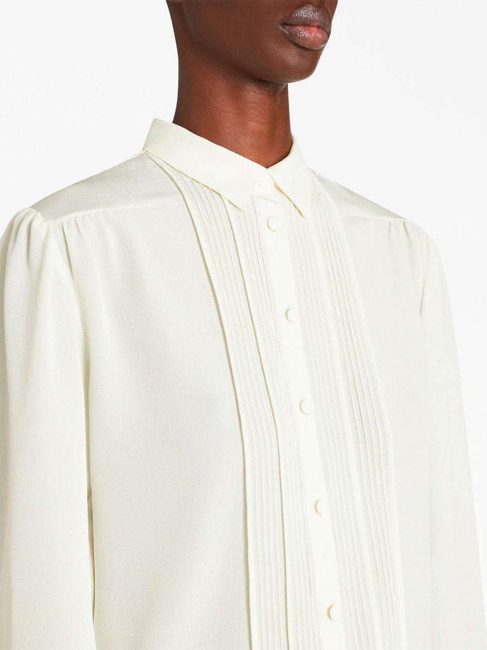 Ribbed-detail silk blouse