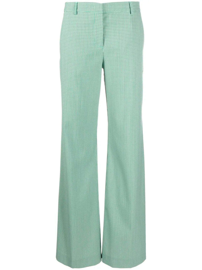 Check-print flared trousers