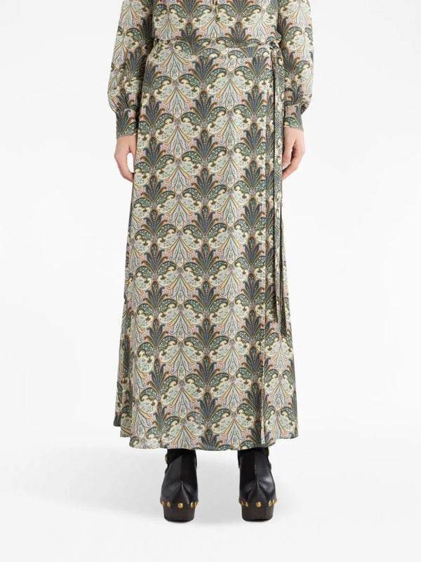 Paisley-print long skirt