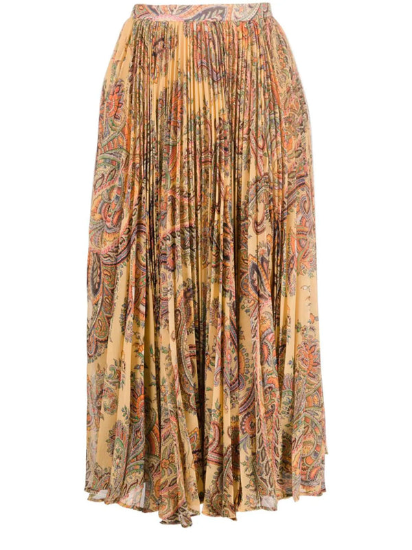 Falda midi con estampado paisley
