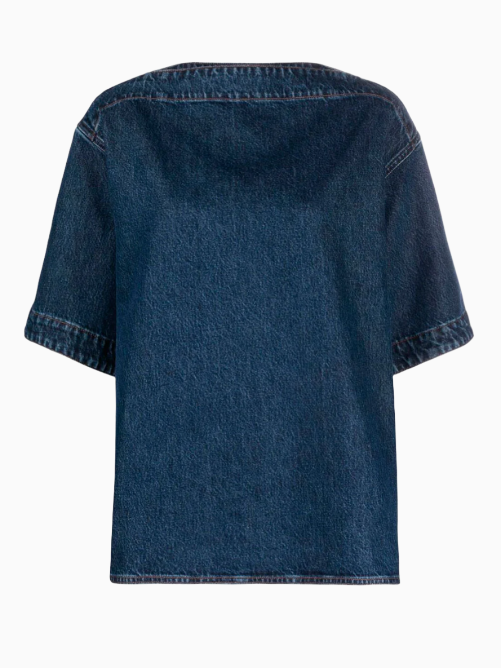 Top denim de escote barco