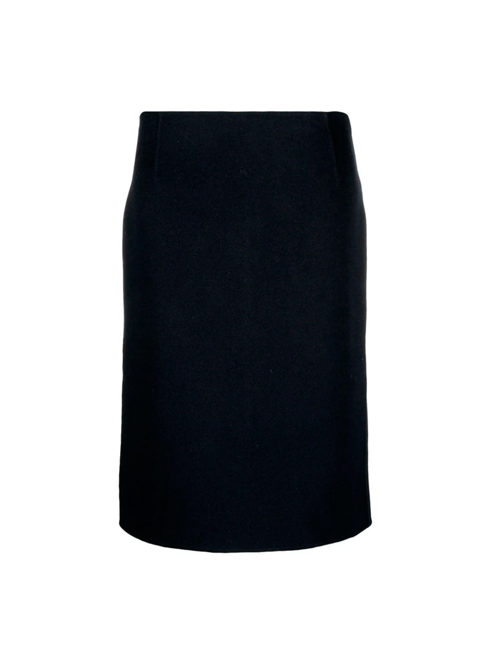 Side-slit wool skirt