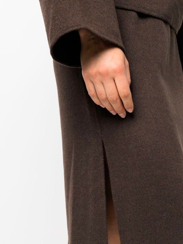 Side-slit wool skirt