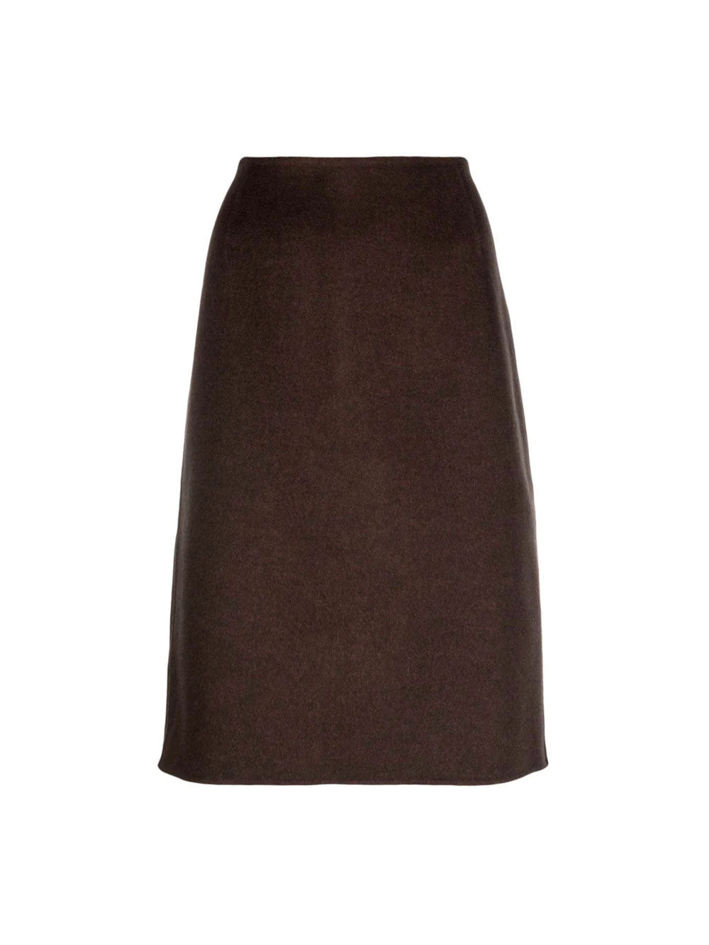 Side-slit wool skirt