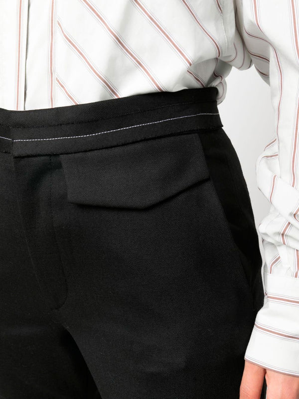 Contrast-stitching flared trousers