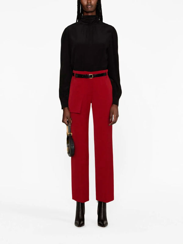 Applied-pocket high-rise trousers