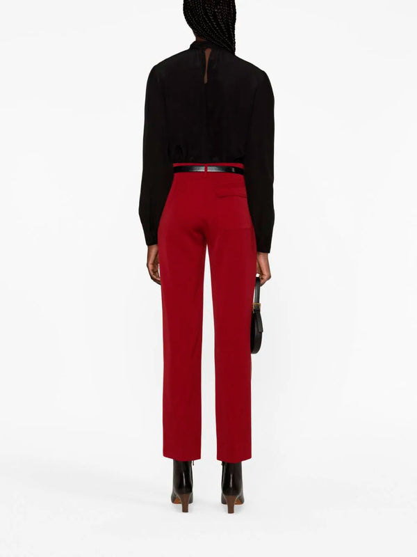 Applied-pocket high-rise trousers