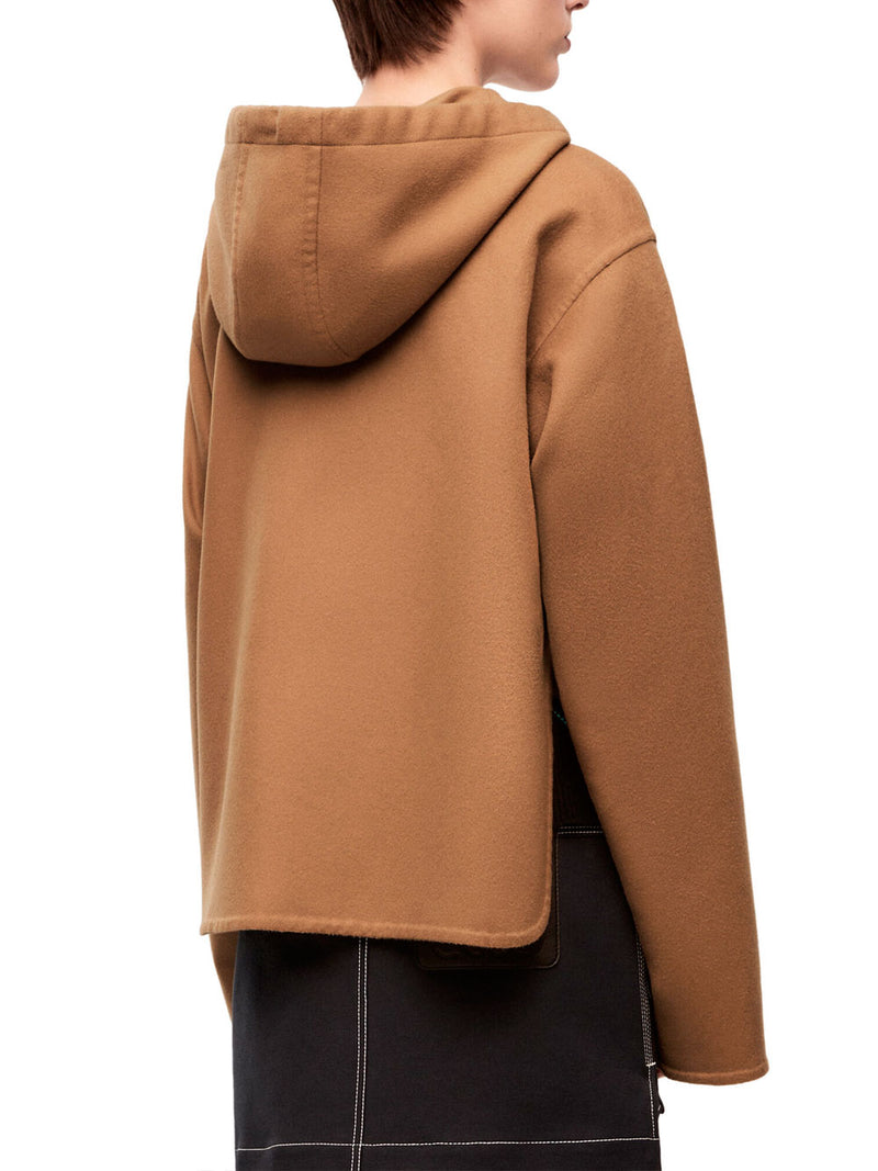 Hooded jacket in wool and cashmere
