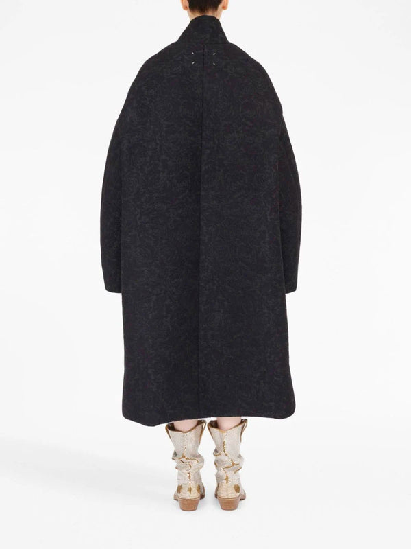 Patterned-jacquard oversized coat