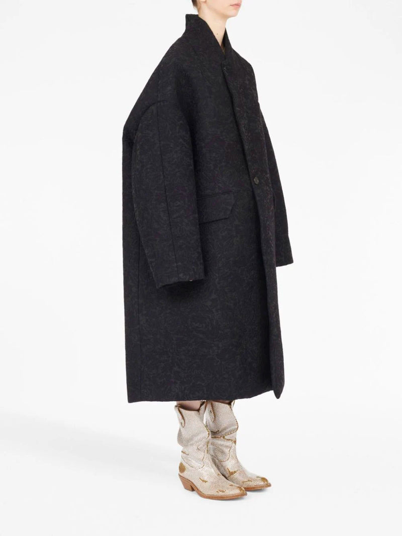 Patterned-jacquard oversized coat