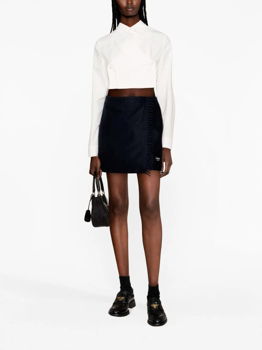 Scarf-style cashmere miniskirt