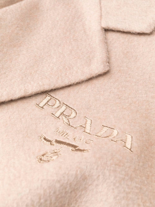 Logo-embroidered cashmere coat