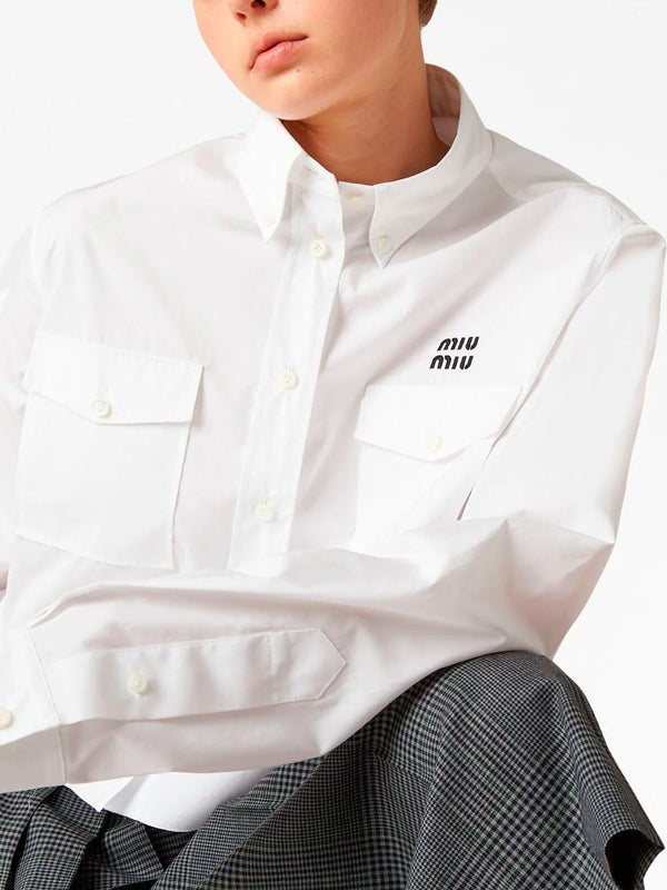 Logo-embroidered cropped shirt