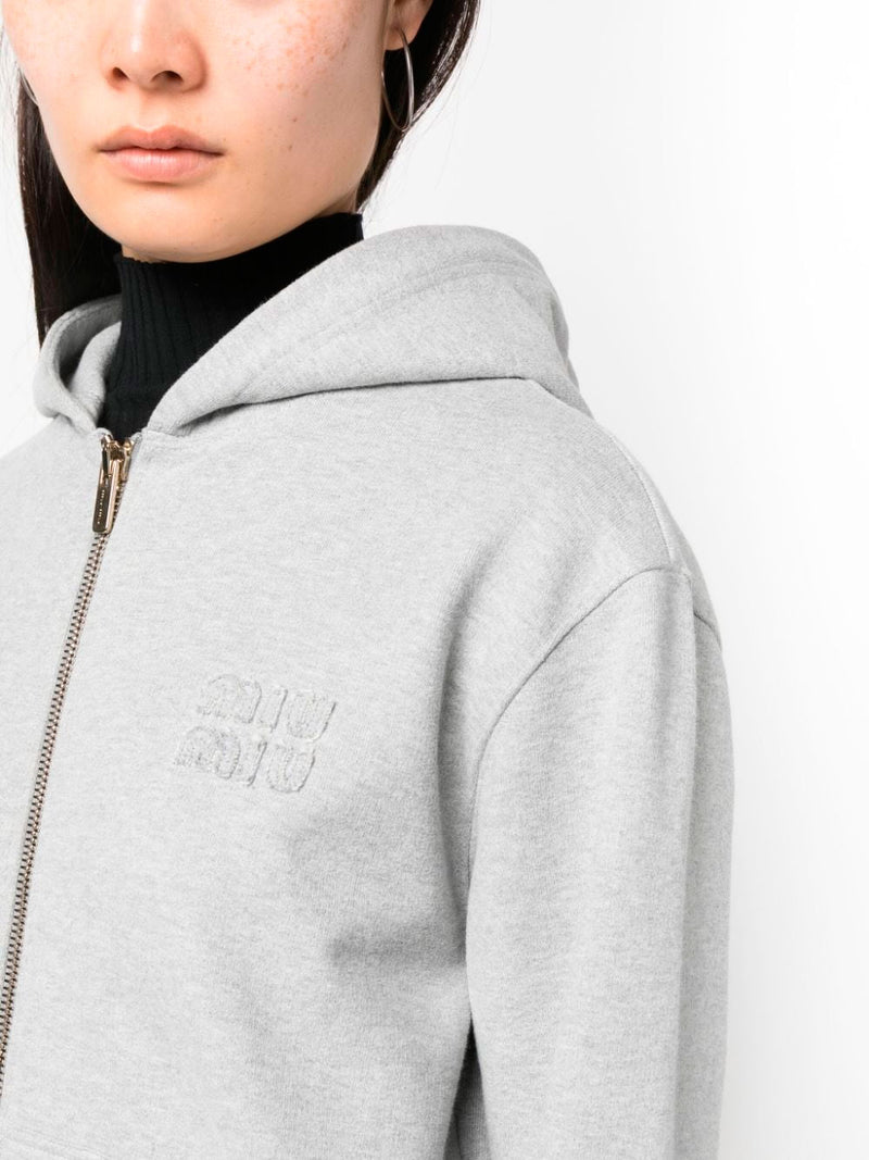 Logo-embroidered cotton hoodie
