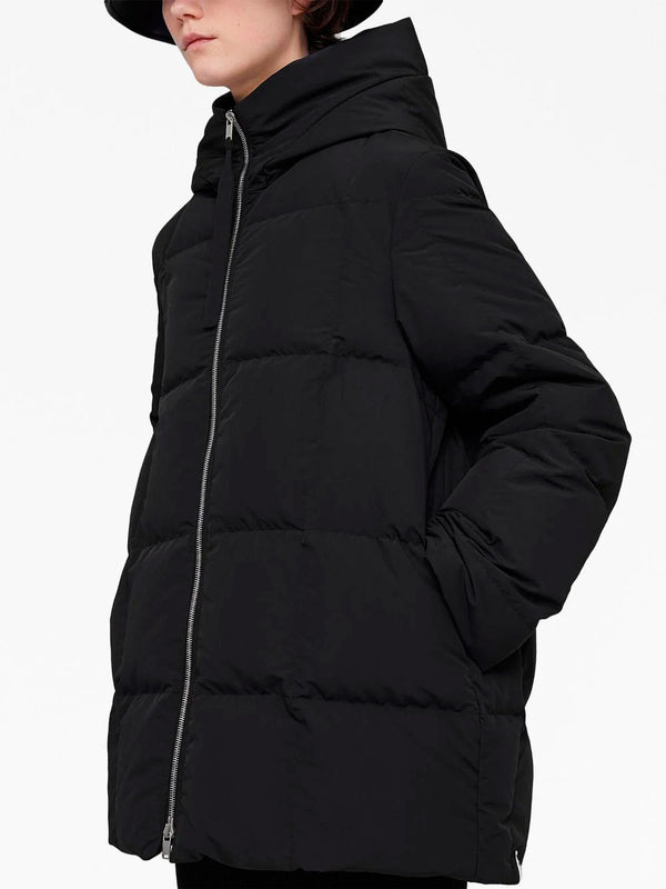 Hooded quilted down jacket