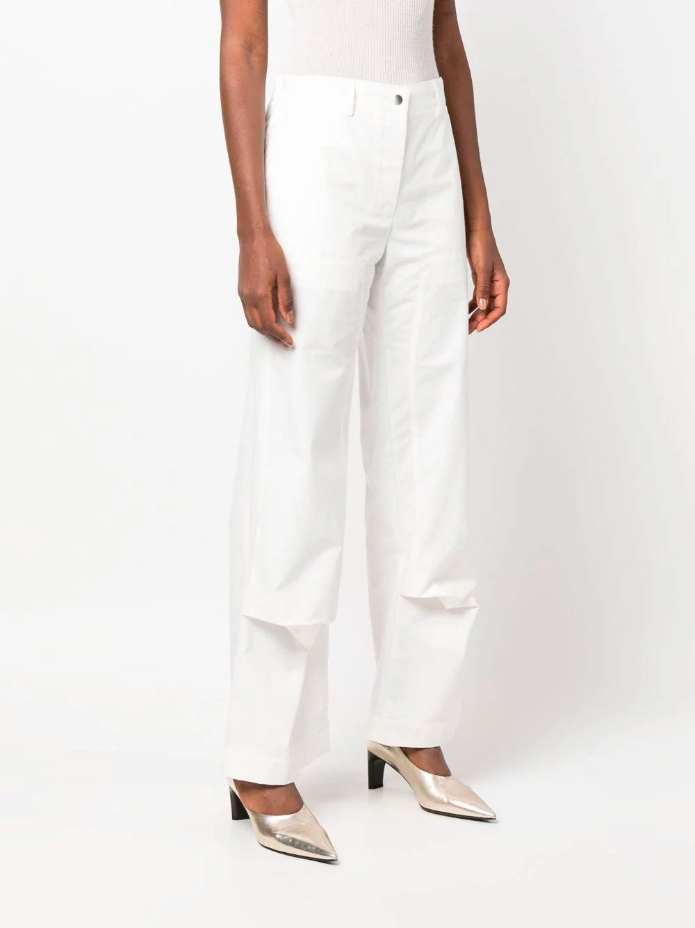 Layered-effect wide-leg trousers