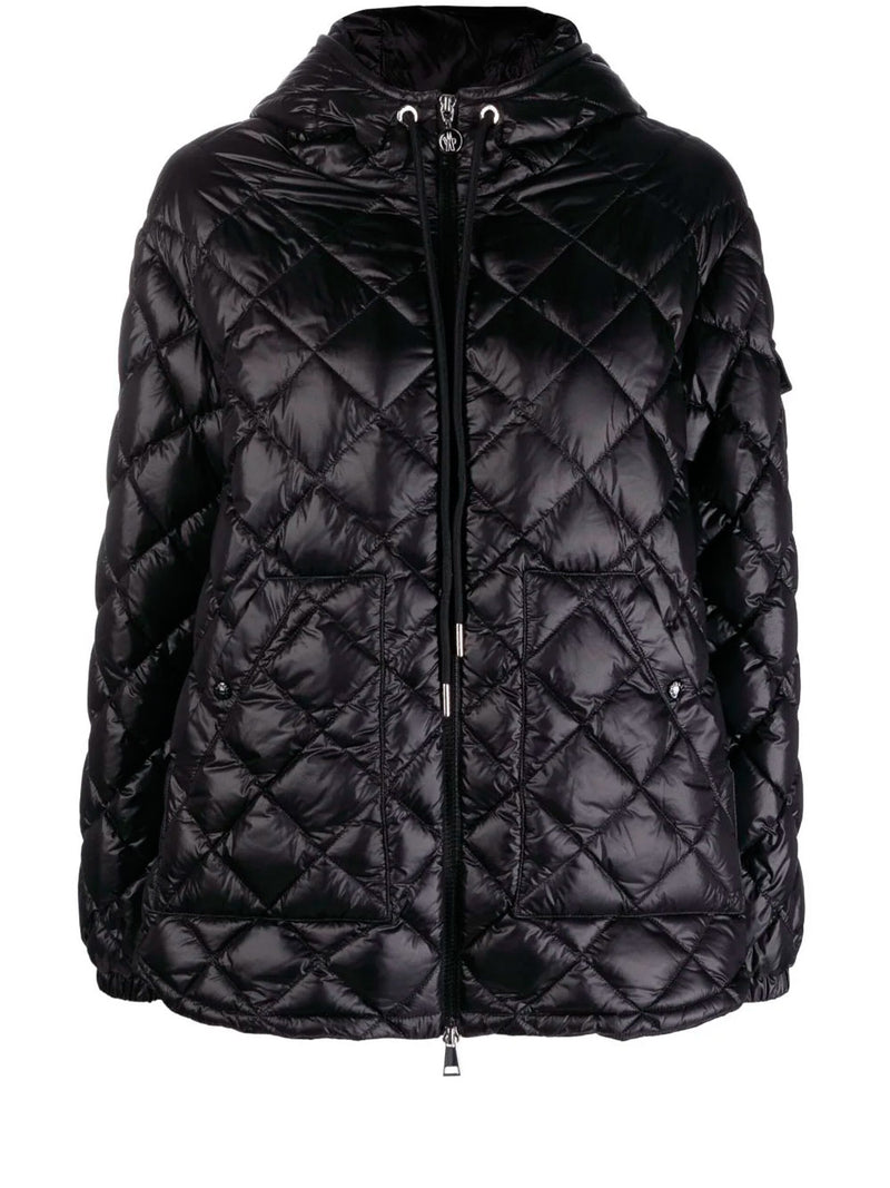 Diamond-quilted hooded jacket
