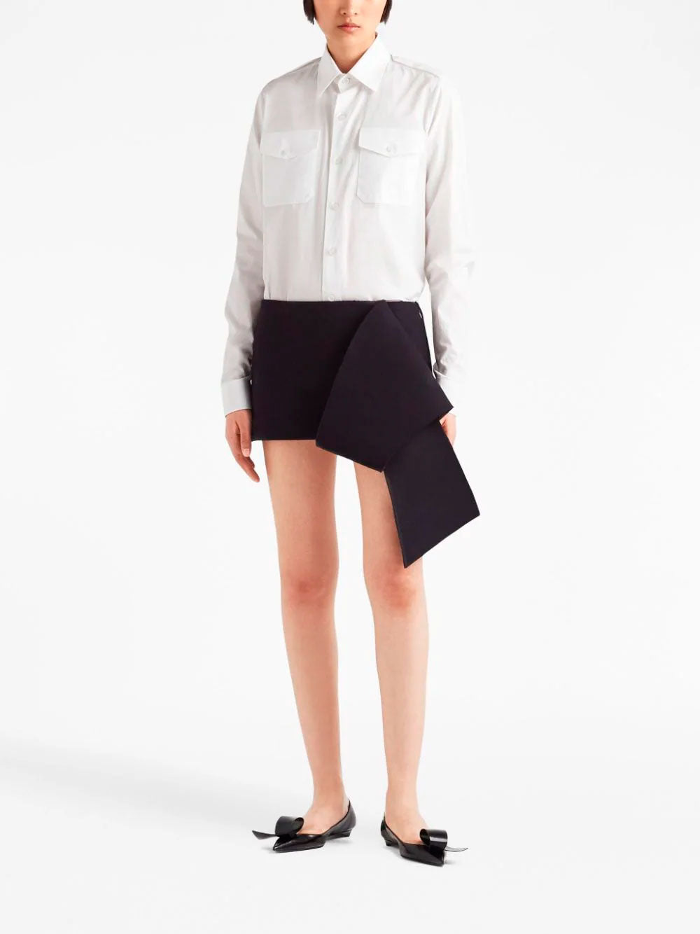 Asymmetric-hem mini skirt