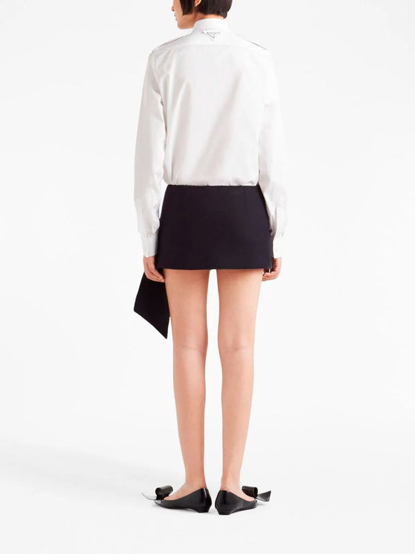 Asymmetric-hem mini skirt