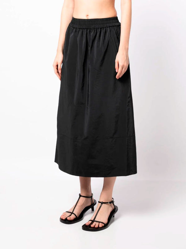 Ruched A-line midi skirt