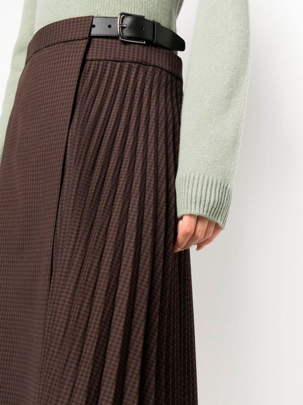 Check-pattern wrap skirt