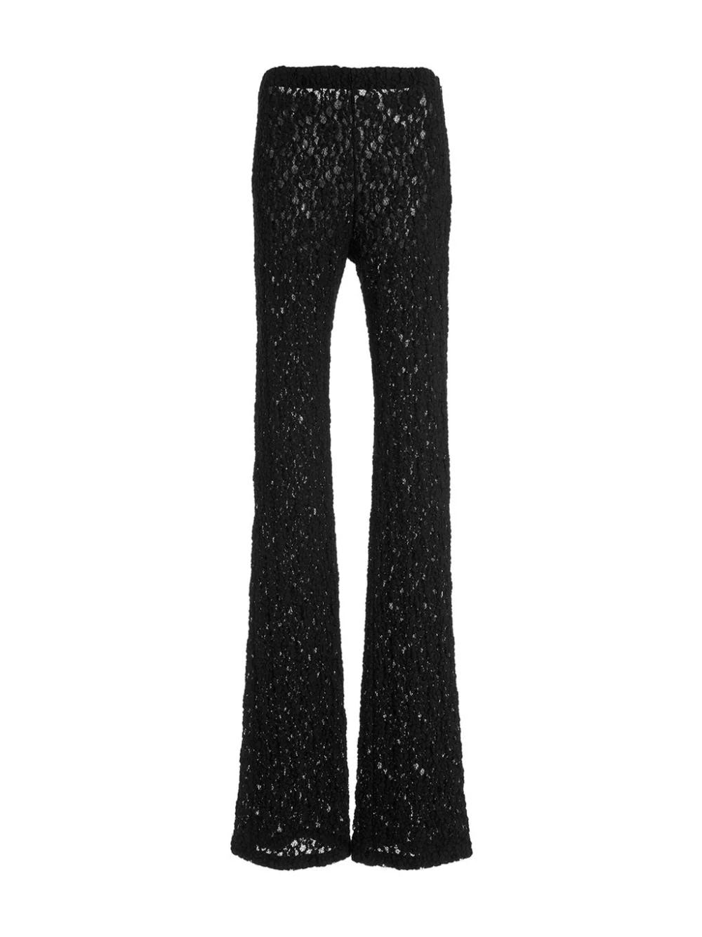 Lace-knit flared trousers
