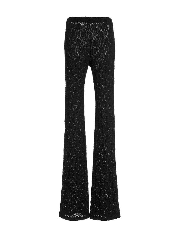 Lace-knit flared trousers