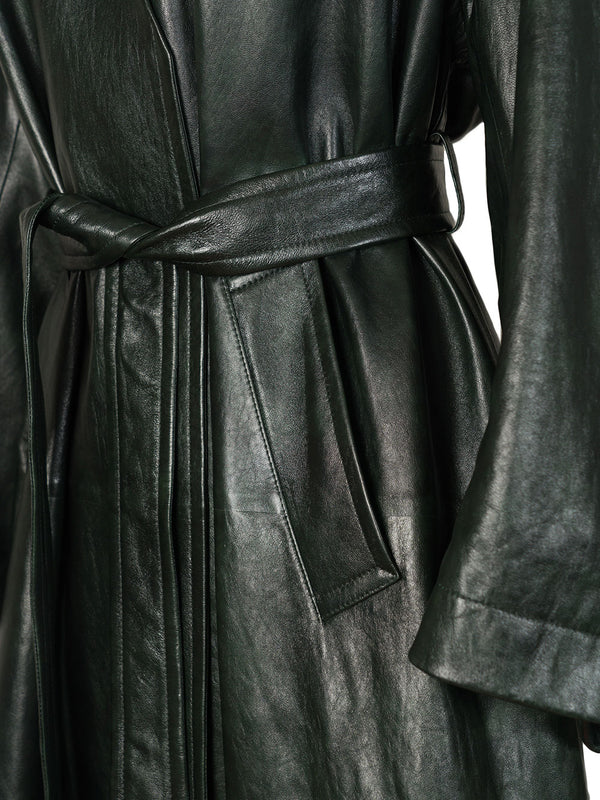 Wide leather coat