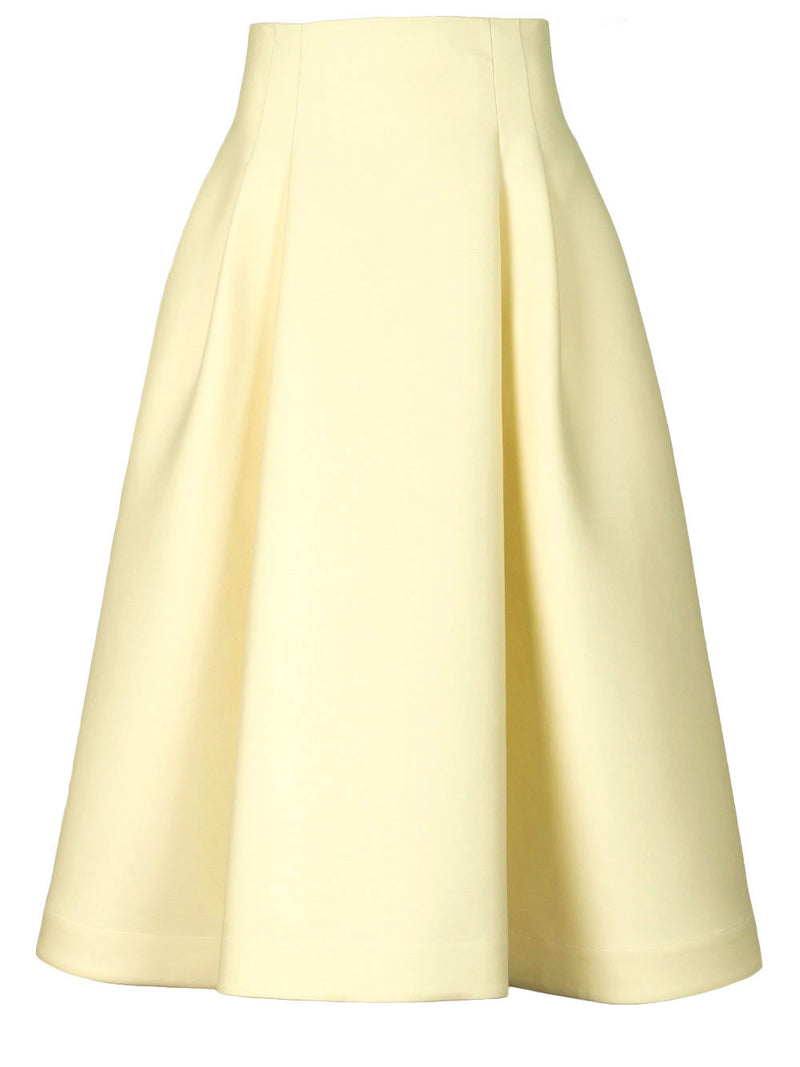 Compact wool wide midi skirt