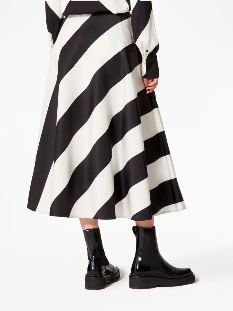 Striped A-line skirt