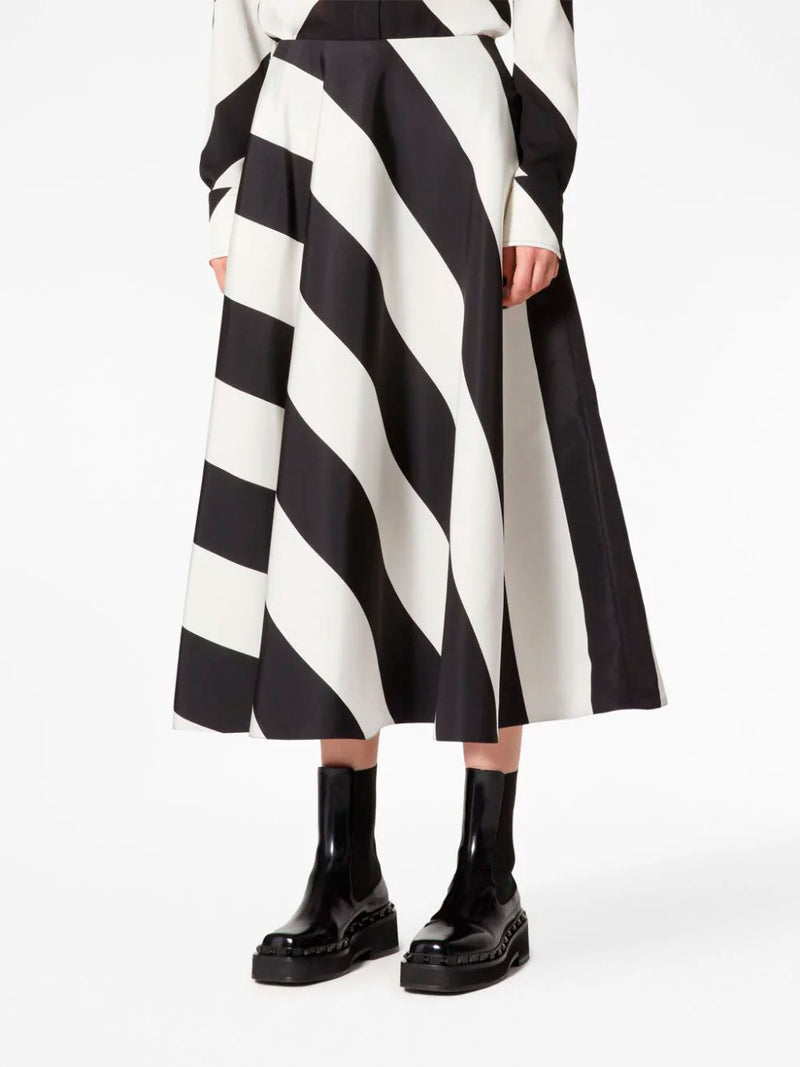 Striped A-line skirt