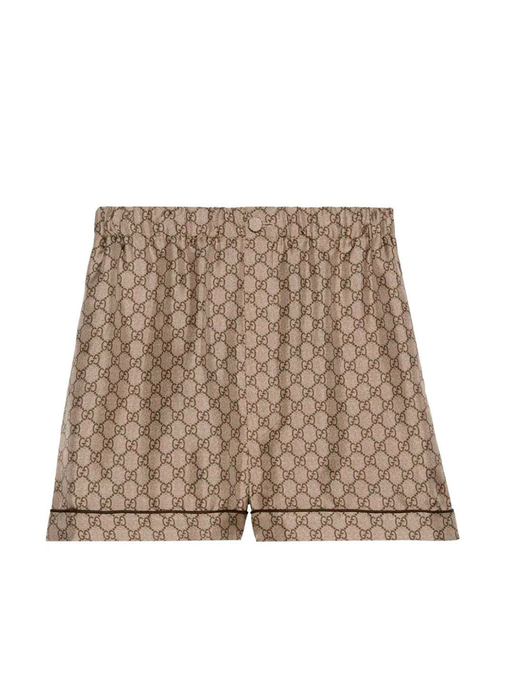 Camel GG Supreme linen-blend shorts, Gucci