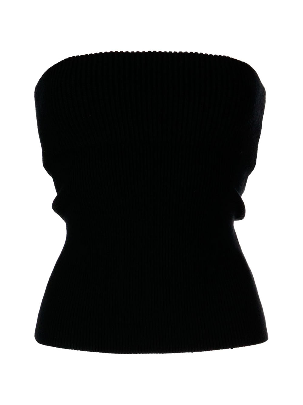 Ribbed-knit strapless top