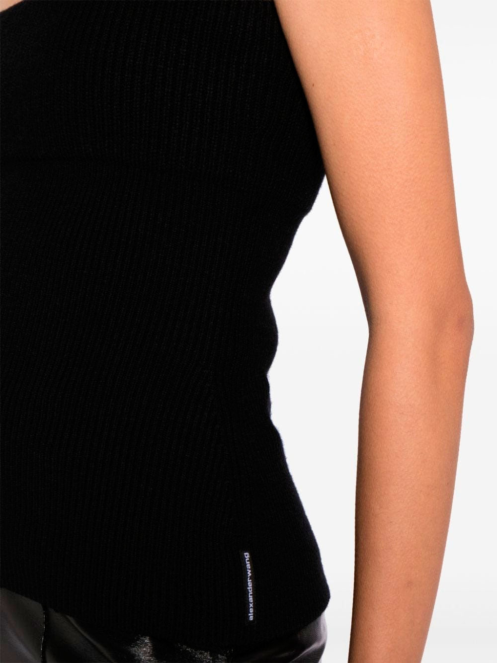 Ribbed-knit strapless top