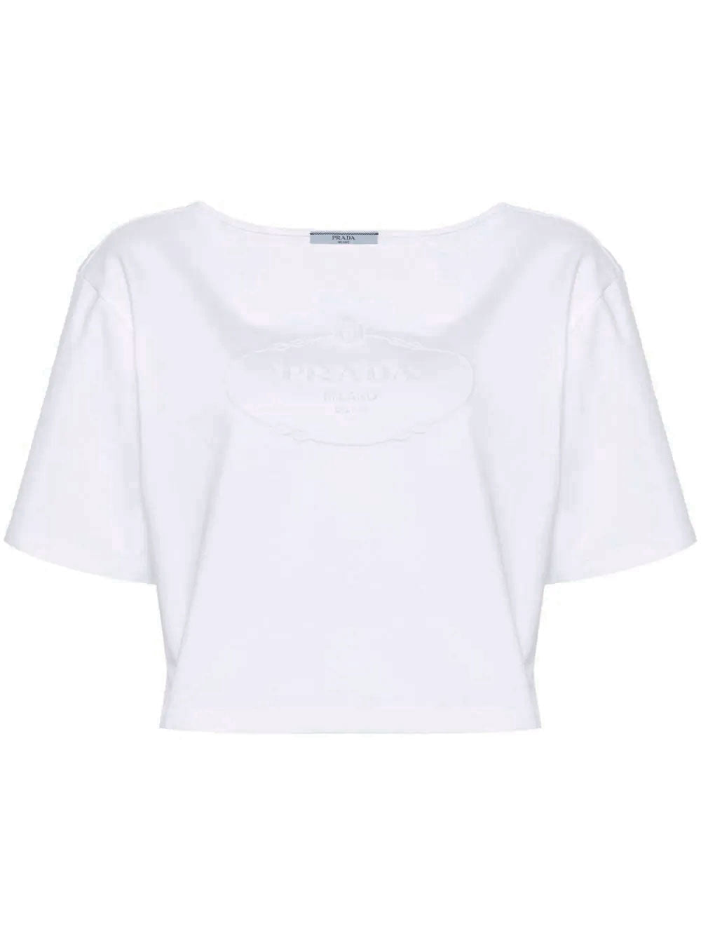 Logo-embroidered crop top