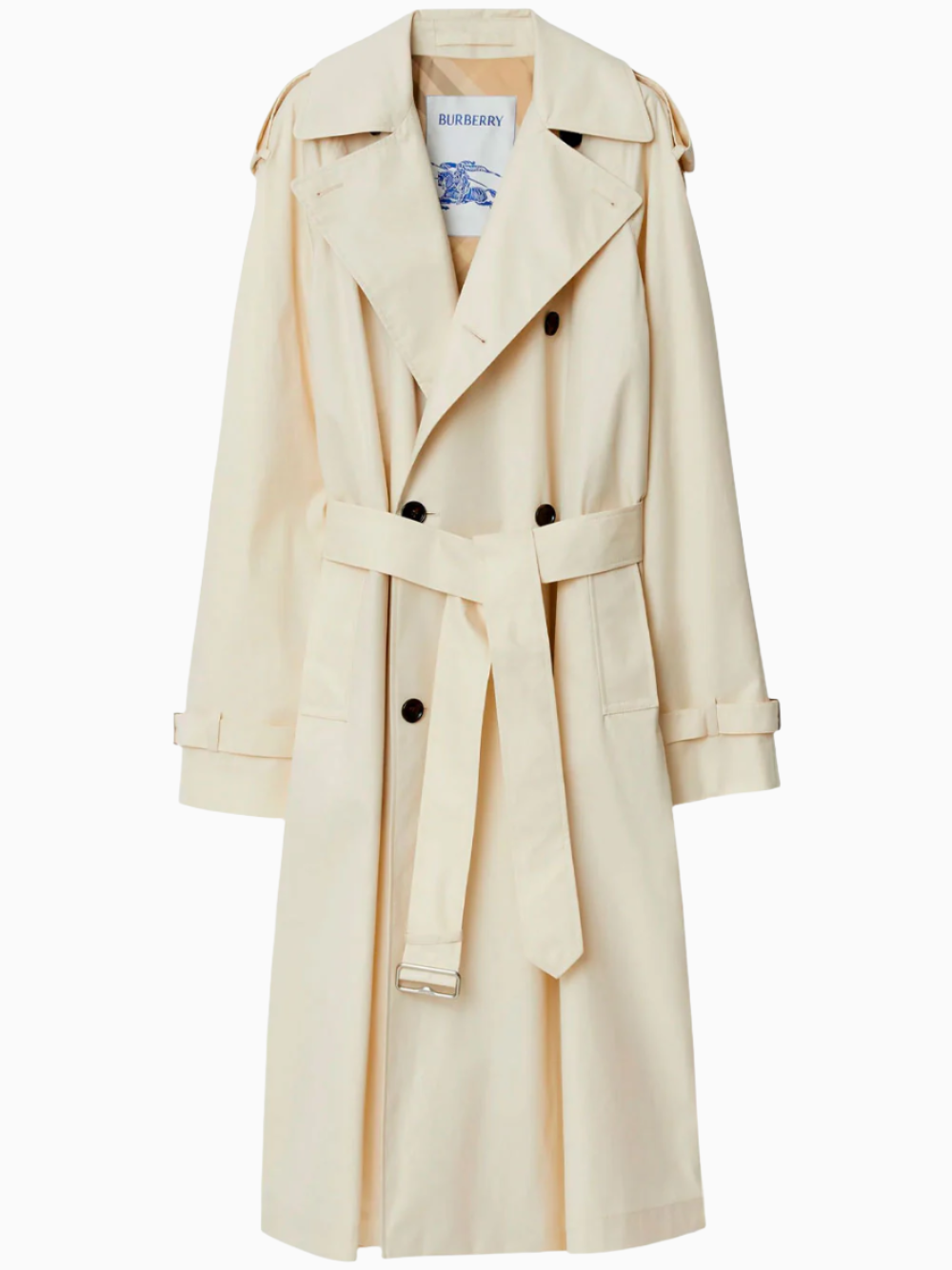 Long gabardine trench coat