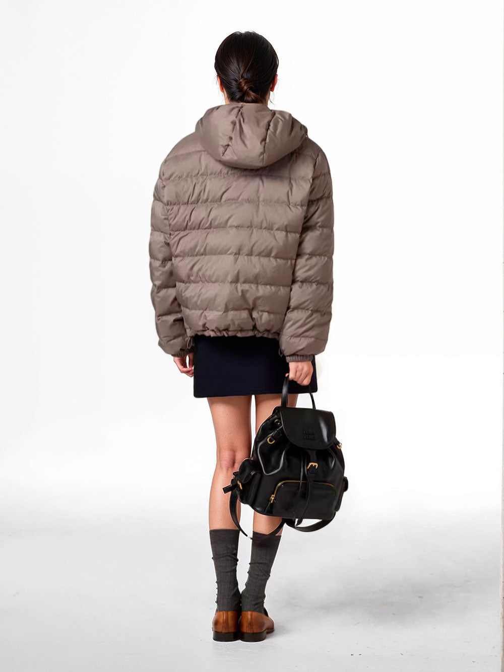 Technical pongé down jacket