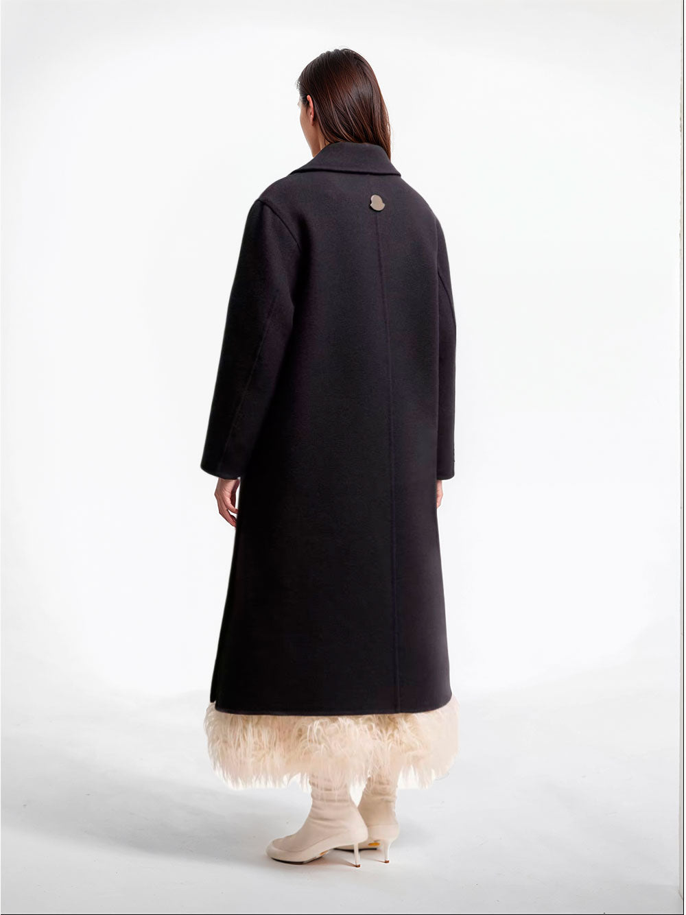 Textured wool midi skirt