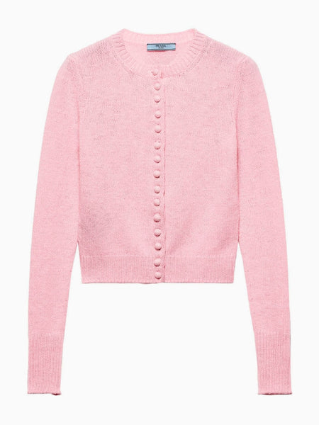 トップス PRADA Mohair blend check cardigan pink P25N16-SOOO-15O5-F0BDK-