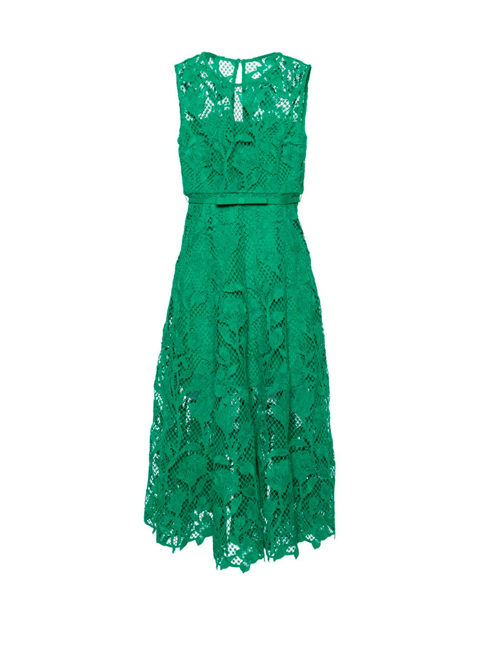 Guipure-lace belted dress