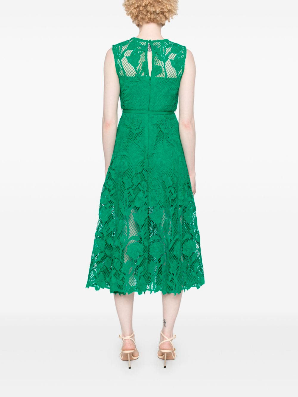 Guipure-lace belted dress