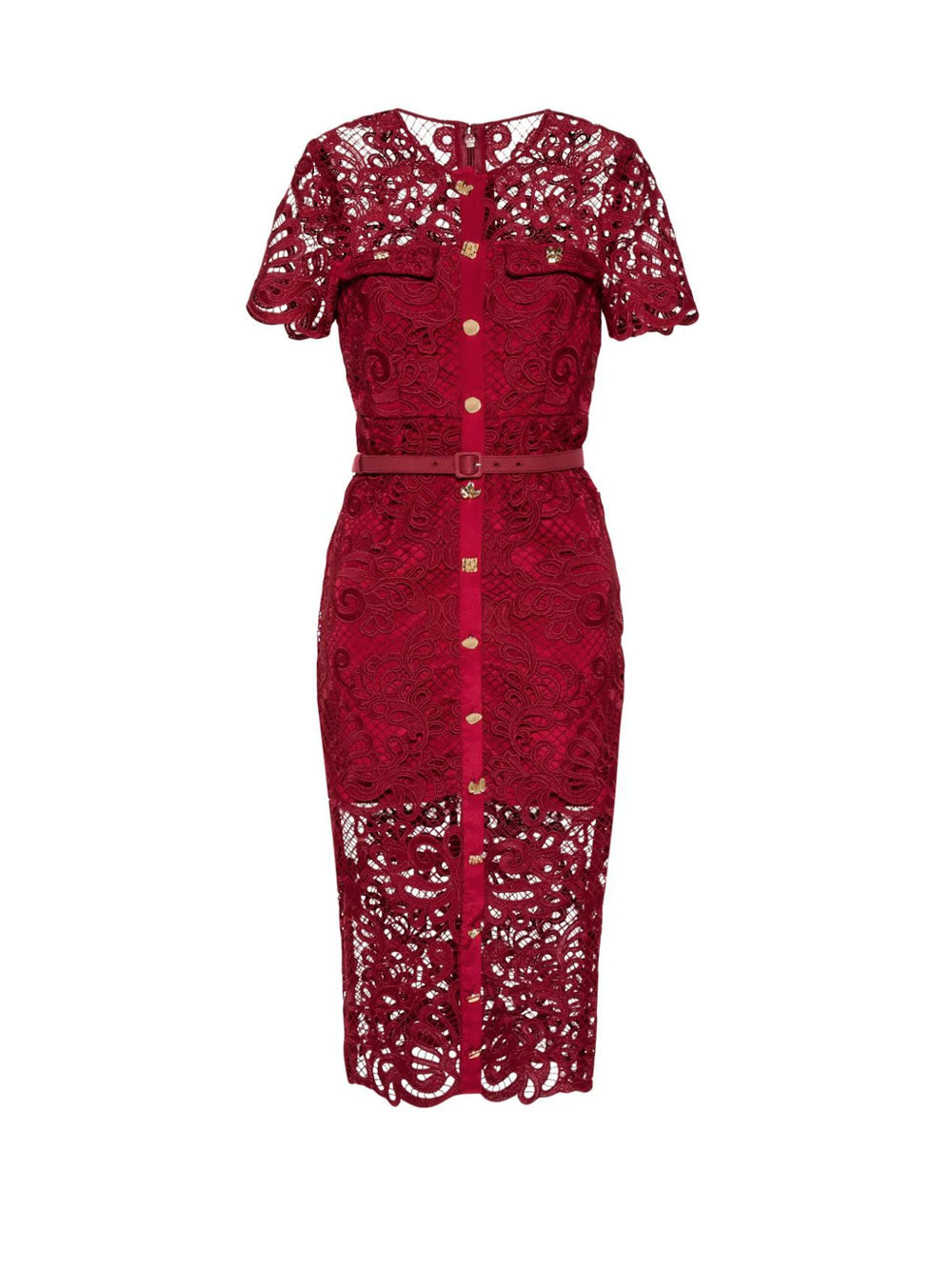 Guipure-lace midi dress