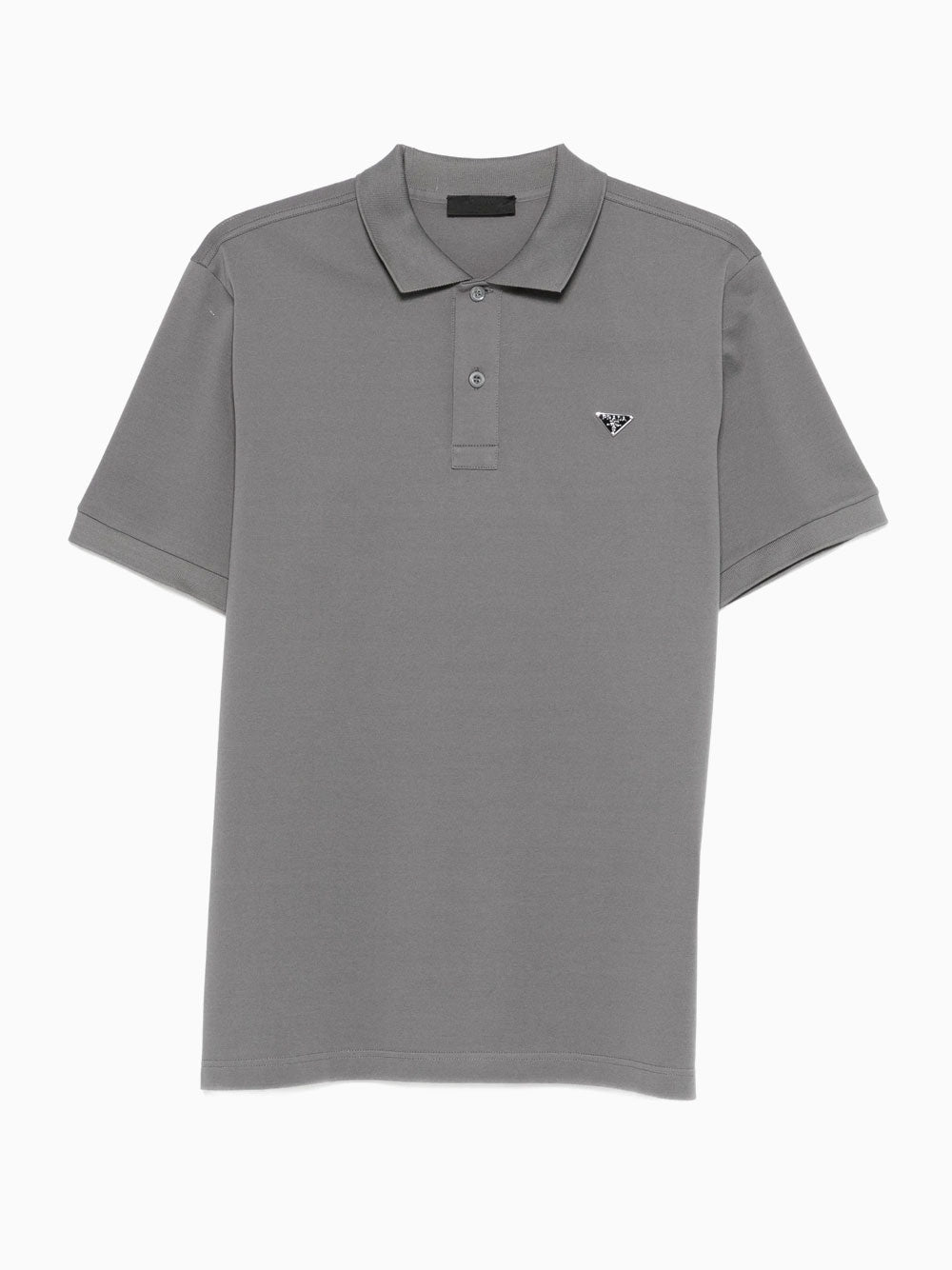 00s prada grey polo shirt ポロシャツ グレー Prada - Cotton Polo Shirt in Grey Melange - 135726_173J_F0684