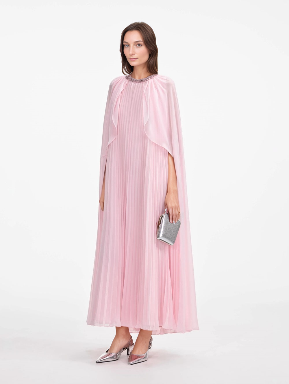 Chiffon cape midi dress